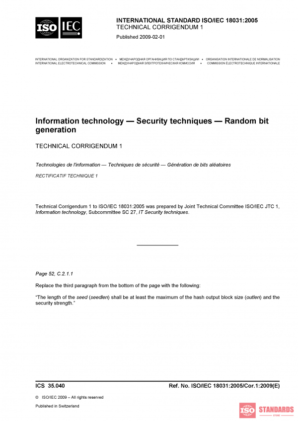 ISO/IEC 18031:2005/Cor 1:2009 PDF