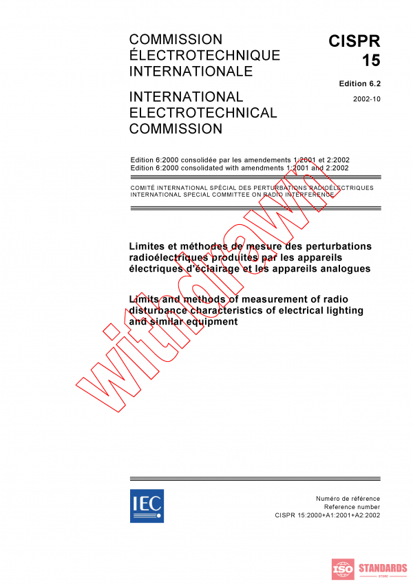 CISPR 15:2000+AMD1:2001+AMD2:2002 CSV PDF