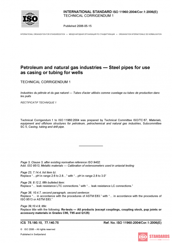 ISO 11960:2004/Cor 1:2006 PDF