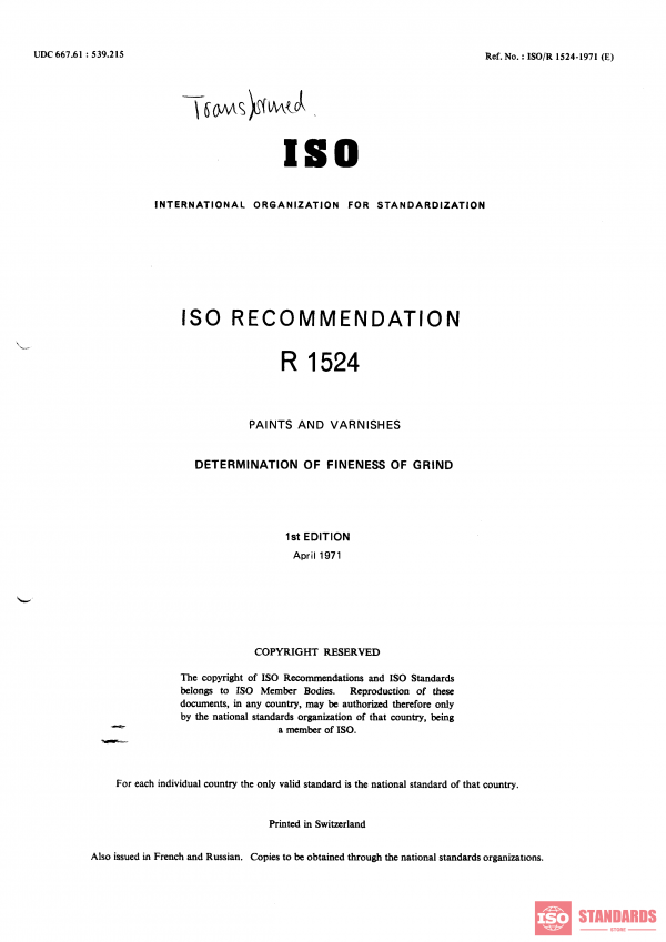 ISO/R 1524:1971 PDF