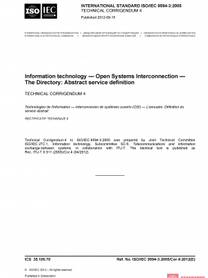 ISO/IEC 9594-3:2005/COR4:2012 PDF