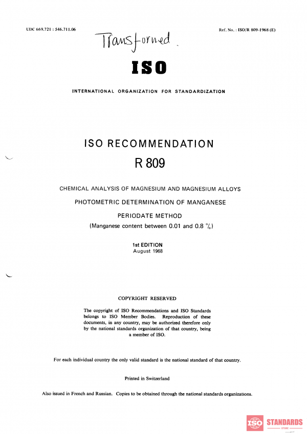 ISO/R 809:1968 PDF