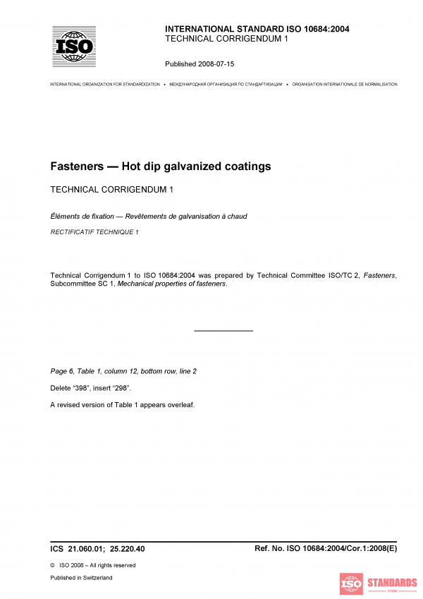 ISO 10684:2004/Cor 1:2008 PDF