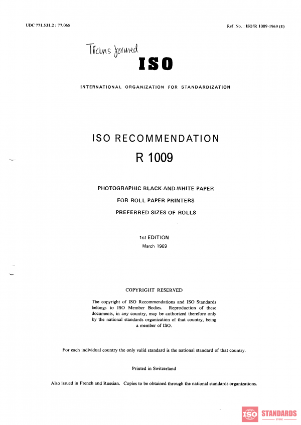 ISO/R 1009:1969 PDF