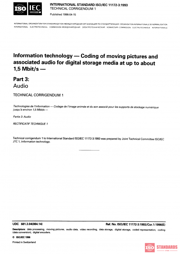 ISO/IEC 11172-3:1993/Cor 1:1996 PDF