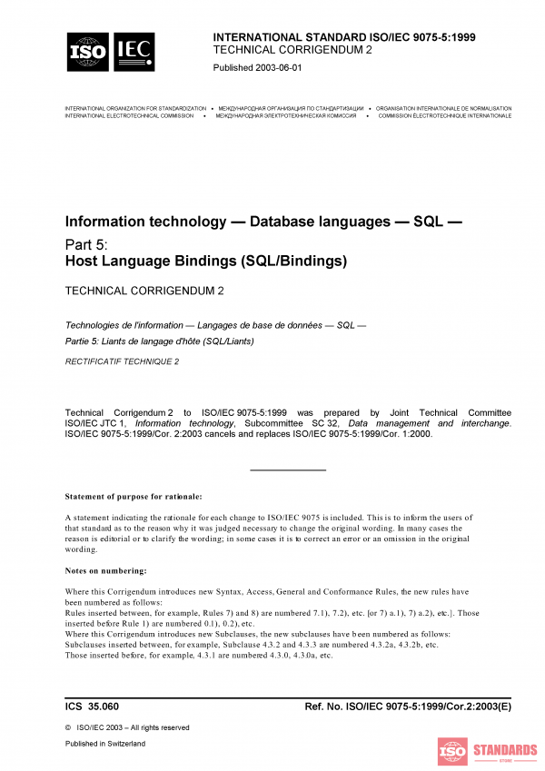 ISO/IEC 9075-5:1999/Cor 2:2003 PDF