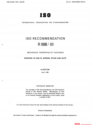 ISO/R 898-3:1969 PDF