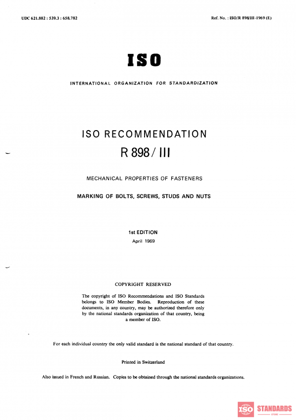 ISO/R 898-3:1969 PDF
