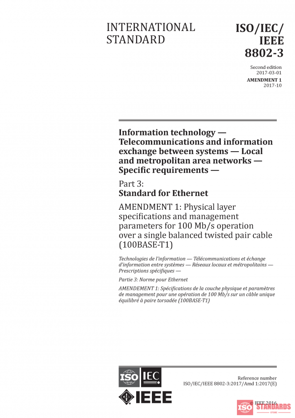 ISO/IEC/IEEE 8802-3:2017/Amd 1:2017 PDF