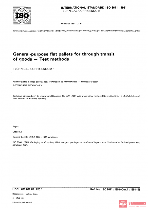 ISO 8611:1991/Cor 1:1991 PDF