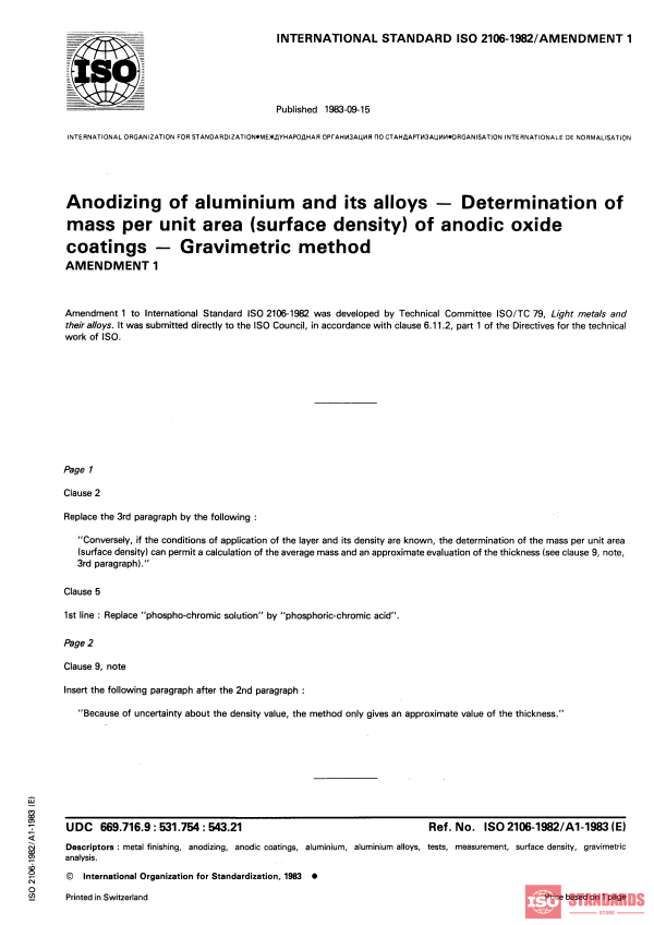 ISO 2106:1982/Amd 1:1983 PDF