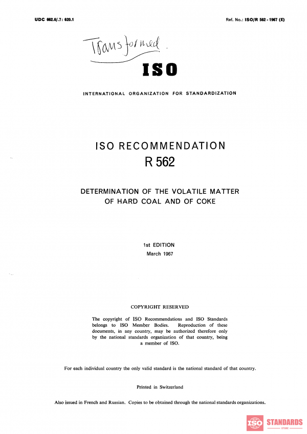 ISO/R 562:1967 PDF