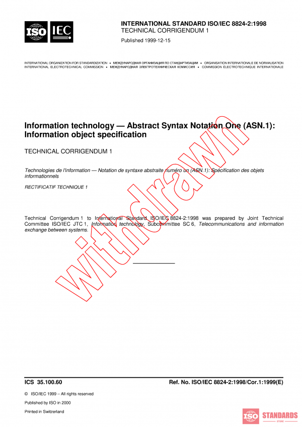 ISO/IEC 8824-2:1998/COR1:1999 PDF