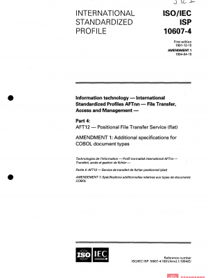 ISO/IEC ISP 10607-4:1991/Amd 1:1994 PDF