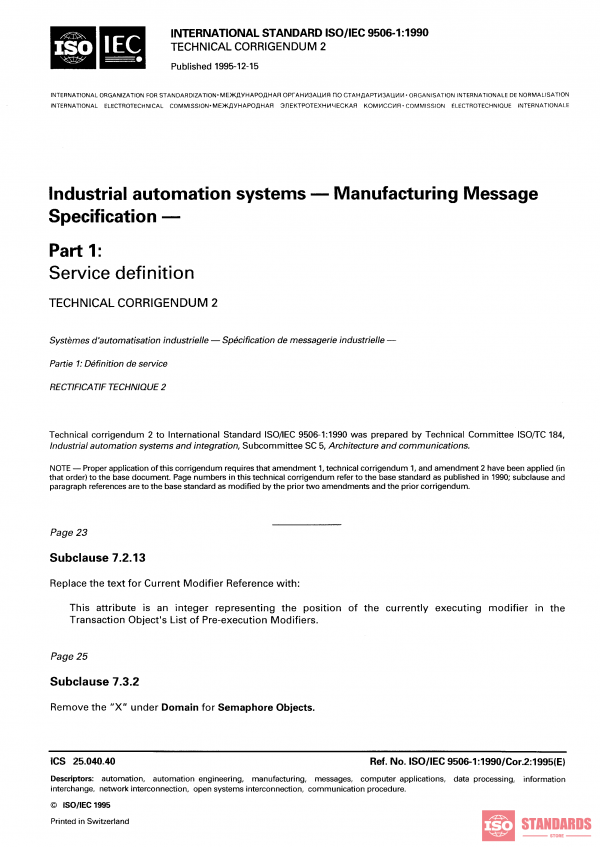 ISO/IEC 9506-1:1990/Cor 2:1995 PDF