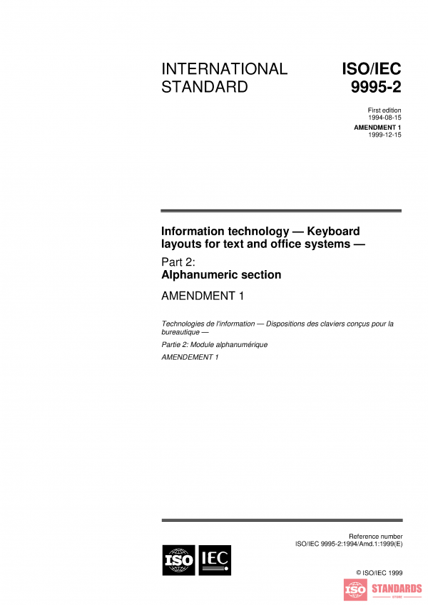 ISO/IEC 9995-2:1994/Amd 1:1999 PDF