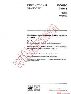 ISO/IEC 7816-3:1989/AMD1:1992 PDF