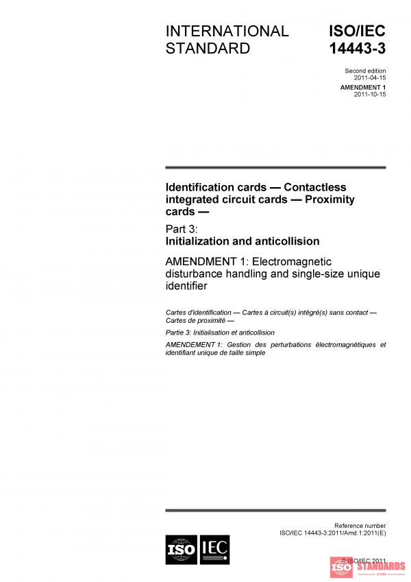 ISO/IEC 14443-3:2011/Amd 1:2011 PDF