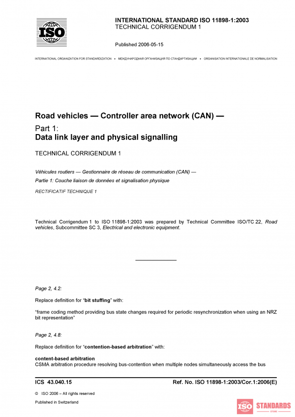 ISO 11898-1:2003/Cor 1:2006 PDF