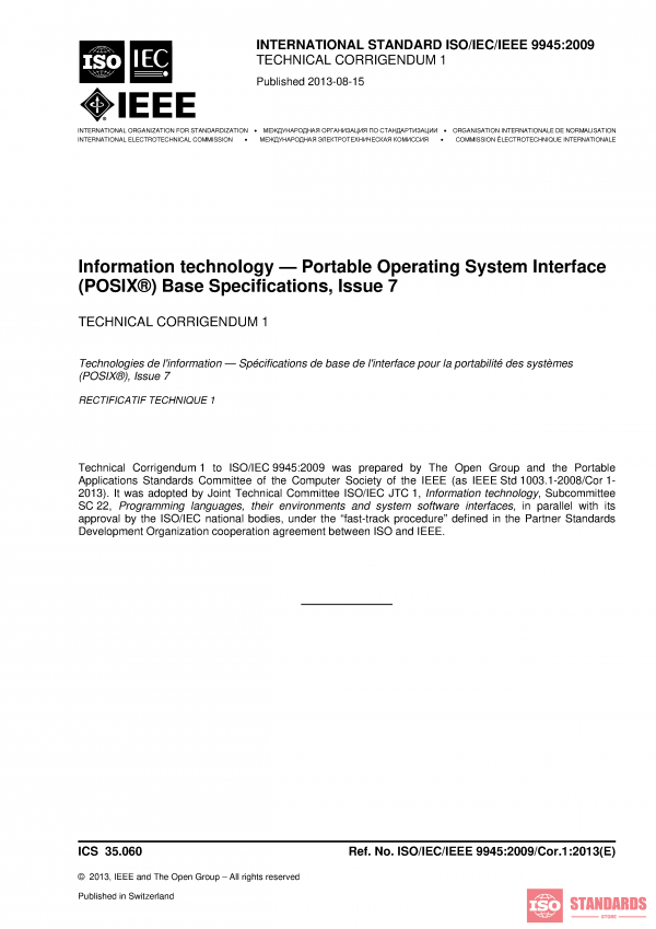 ISO/IEC/IEEE 9945:2009/Cor 1:2013 PDF