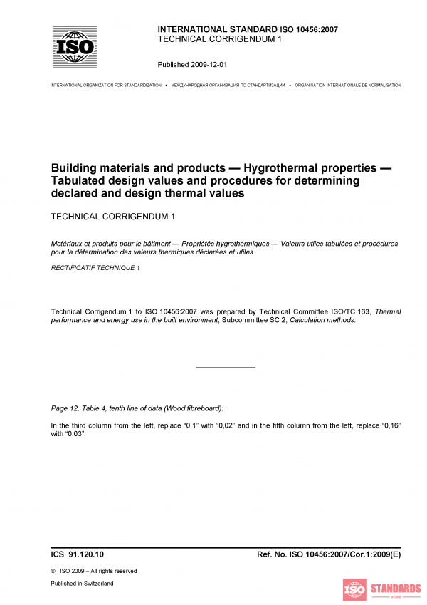 ISO 10456:2007/Cor 1:2009 PDF