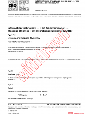 ISO/IEC 10021-1:1990/COR1:1991 PDF