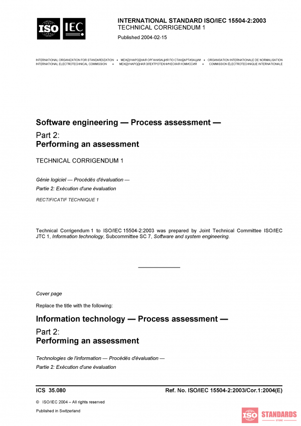 ISO/IEC 15504-2:2003/COR1:2004 PDF