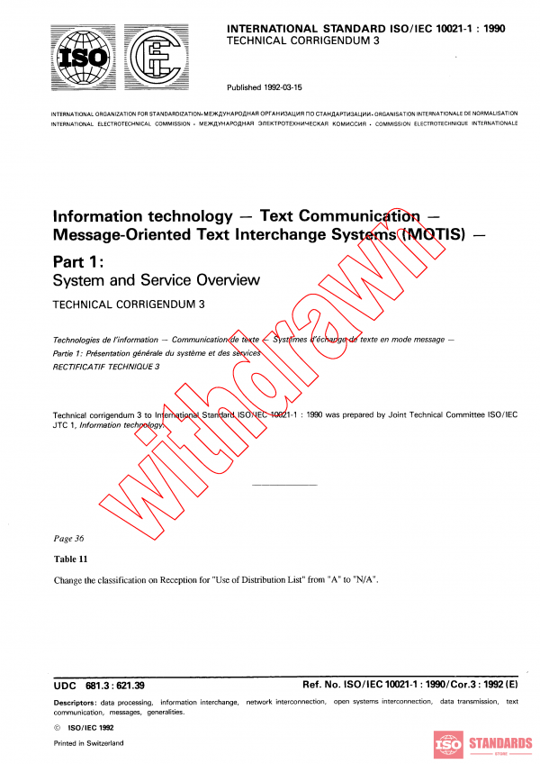 ISO/IEC 10021-1:1990/COR3:1992 PDF