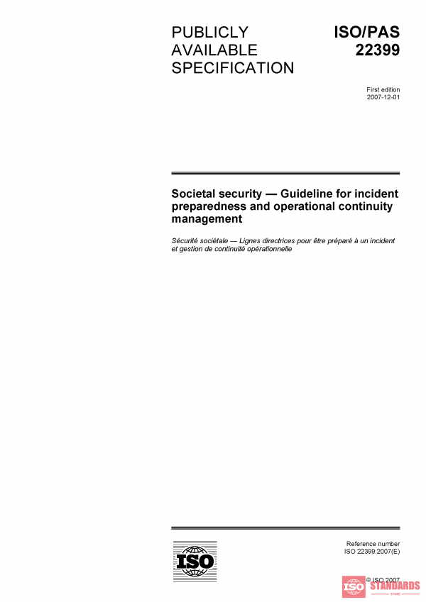 ISO/PAS 22399:2007 PDF