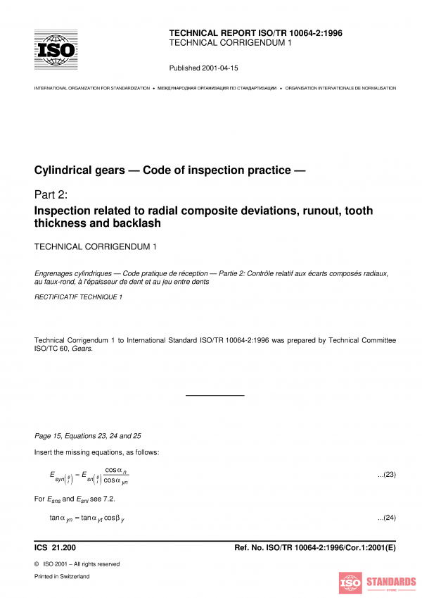 ISO/TR 10064-2:1996/Cor 1:2001 PDF