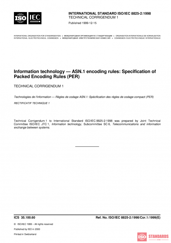 ISO/IEC 8825-2:1998/Cor 1:1999 PDF