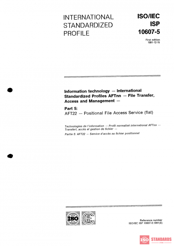 ISO/IEC ISP 10607-5:1991 PDF