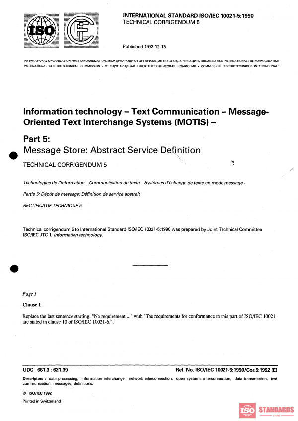 ISO/IEC 10021-5:1990/Cor 5:1992 PDF