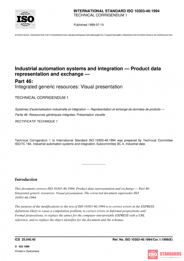 ISO 10303-46:1994/Cor 1:1999 PDF