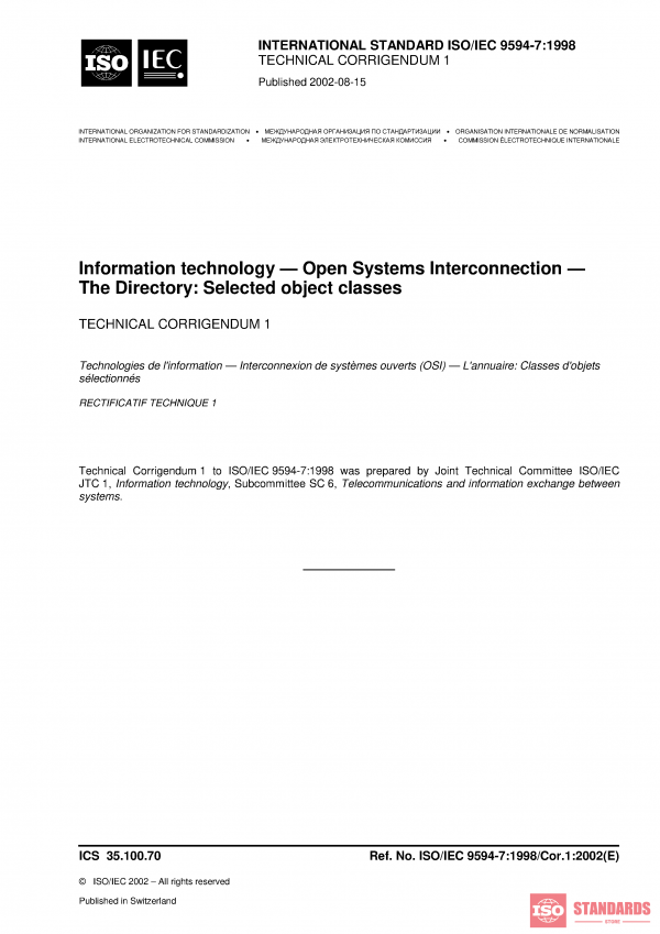 ISO/IEC 9594-7:1998/Cor 1:2002 PDF