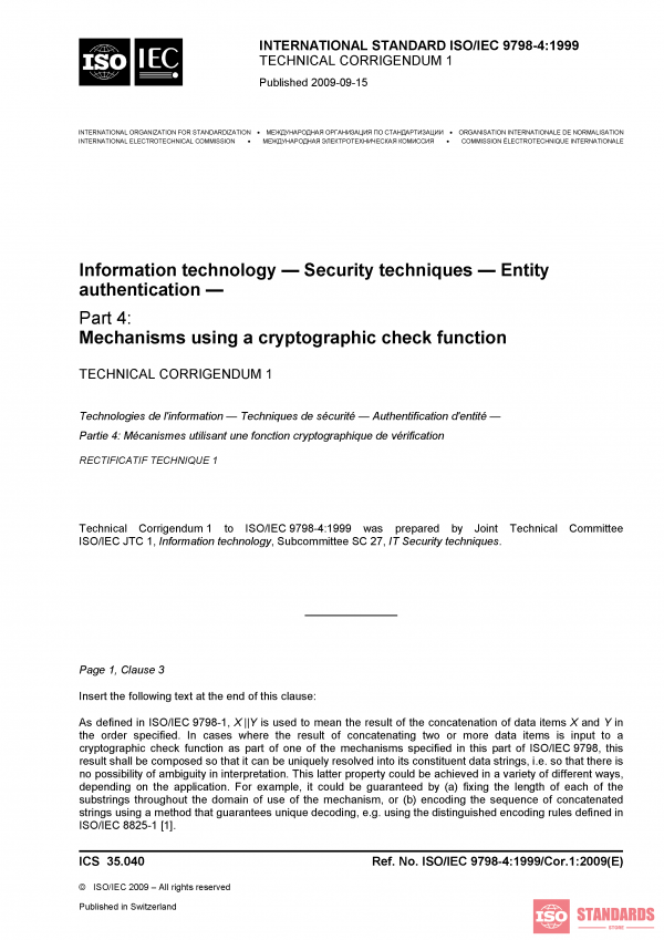 ISO/IEC 9798-4:1999/COR1:2009 PDF
