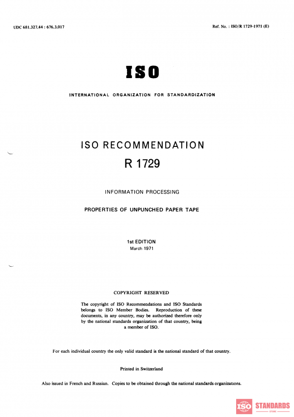 ISO/R 1729:1971 PDF