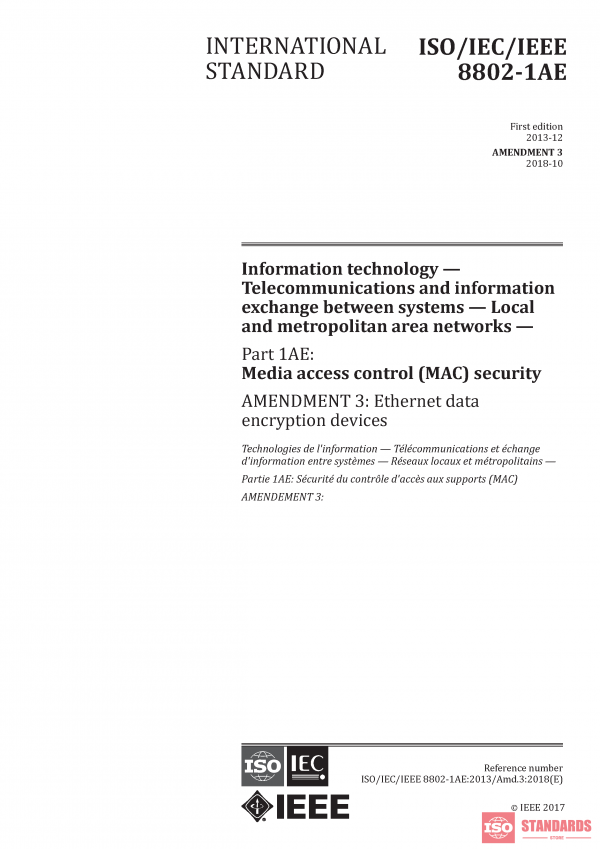 ISO/IEC/IEEE 8802-1AE:2013/Amd 3:2018 PDF