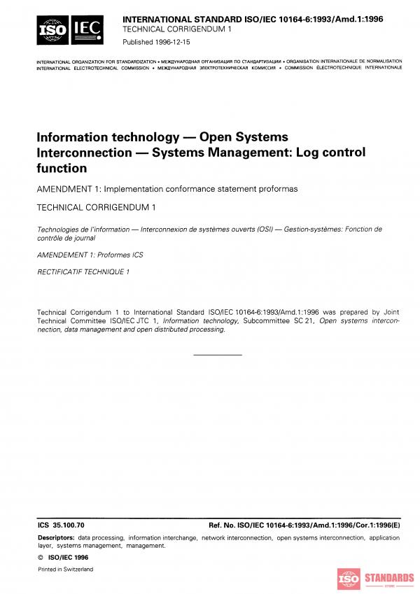 ISO/IEC 10164-6:1993/Amd 1:1996/Cor 1:1996 PDF