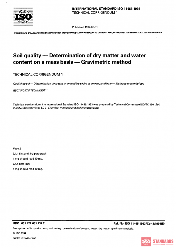 ISO 11465:1993/Cor 1:1994 PDF