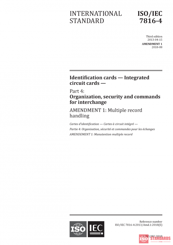 ISO/IEC 7816-4:2013/Amd 1:2018 PDF