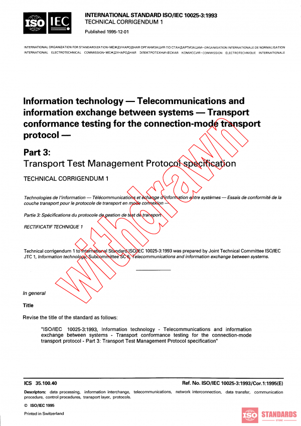 ISO/IEC 10025-3:1993/COR1:1995 PDF
