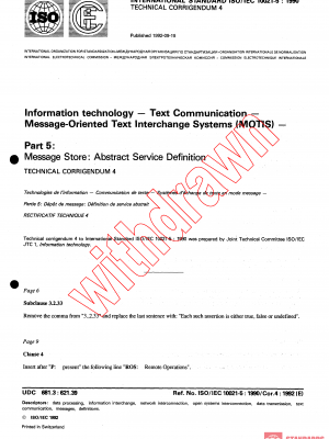 ISO/IEC 10021-5:1990/COR4:1992 PDF