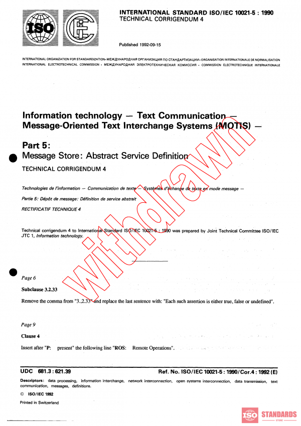 ISO/IEC 10021-5:1990/COR4:1992 PDF