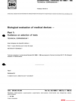 ISO 10993-1:1992/Cor 1:1992 PDF