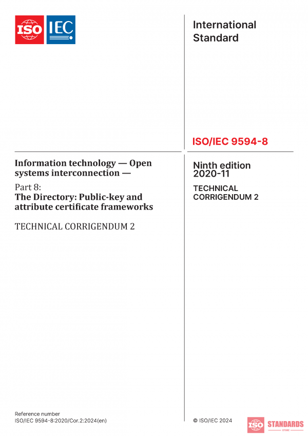 ISO/IEC 9594-8:2020/Cor 2:2024 PDF