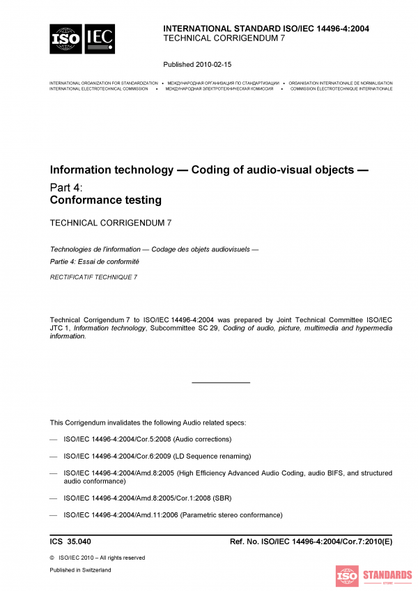 ISO/IEC 14496-4:2004/COR7:2010 PDF