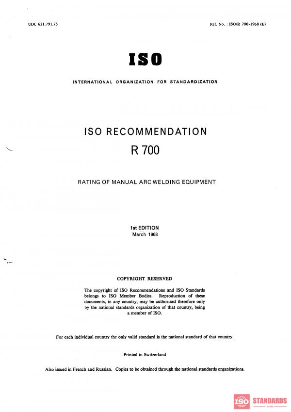 ISO/R 700:1968 PDF