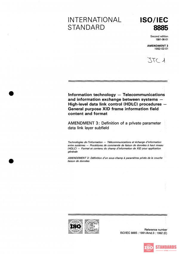 ISO/IEC 8885:1991/Amd 3:1992 PDF