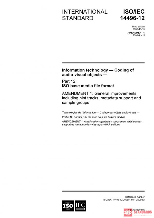 ISO/IEC 14496-12:2008/Amd 1:2009 PDF